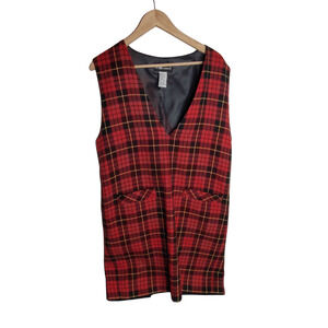 Vintage Sag Harbor Tartan Plaid Jumper Dress Womens 12 wool blend